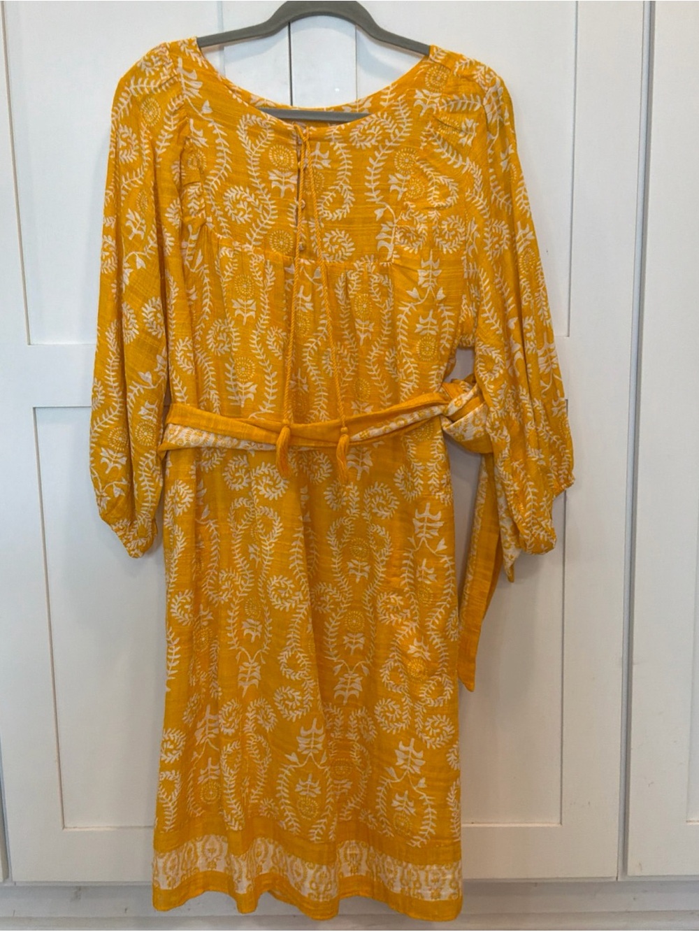 NWOT Studio Park X Amy Stran Printed Dress Belt Yellow Sz 1X 100% Cotton